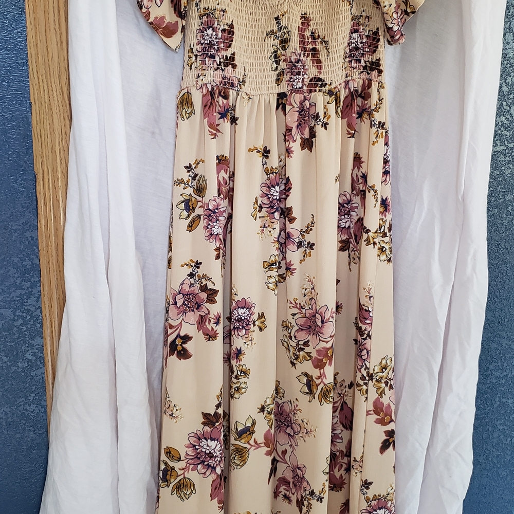 Xhilaration Red Off Shoulder Maxi Dress Smocked. Large. Machine Wash